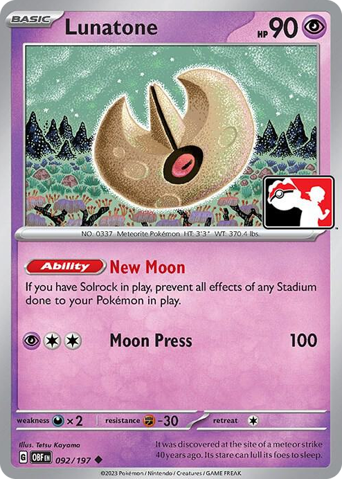 0092 Lunatone Uncommon Prize Pack Series Cards