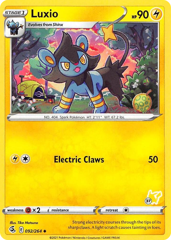 0092 Luxio - 092/264 (#37 Pikachu Stamped) Promo Battle Academy 2022
