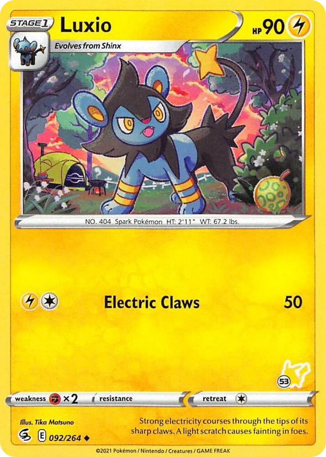 0092 Luxio - 092/264 (#53 Pikachu Stamped) Promo Battle Academy 2022
