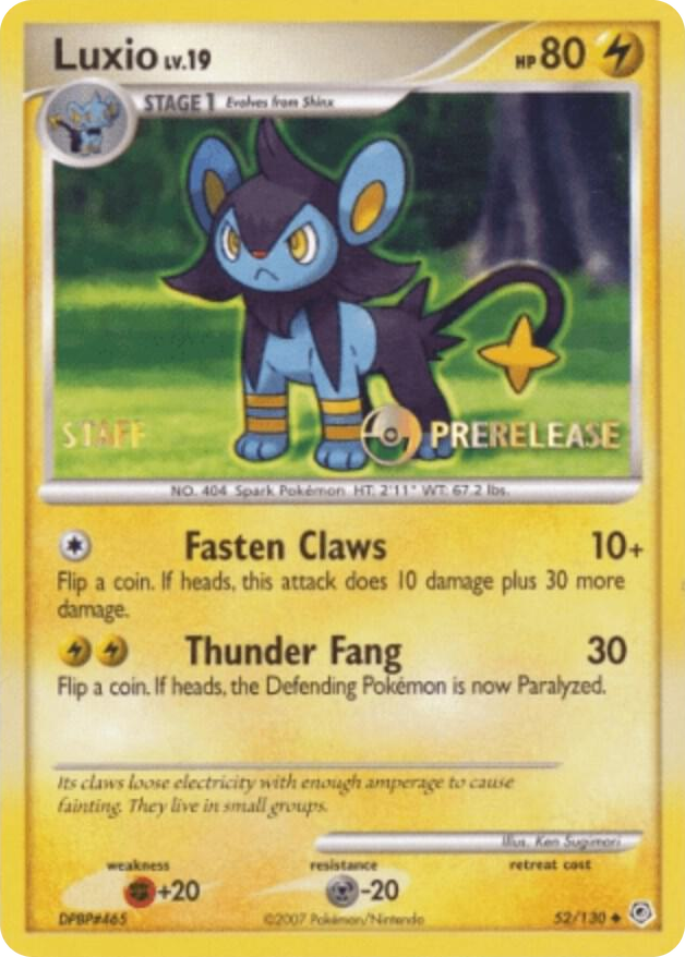 0052 Luxio - 52/130 (Prerelease) [Staff] Promo Nintendo Promos
