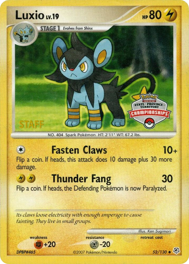 0052 Luxio - 52/130 (State Championships) [Staff] Promo League & Championship Cards