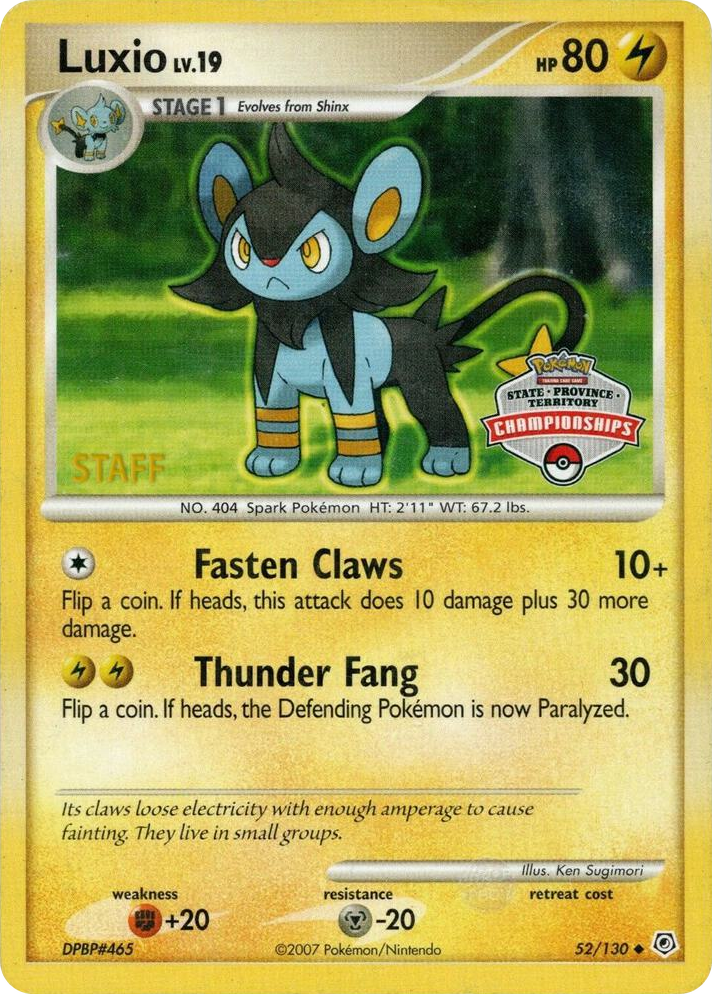 0052 Luxio - 52/130 (State Championships) [Staff] Promo League & Championship Cards