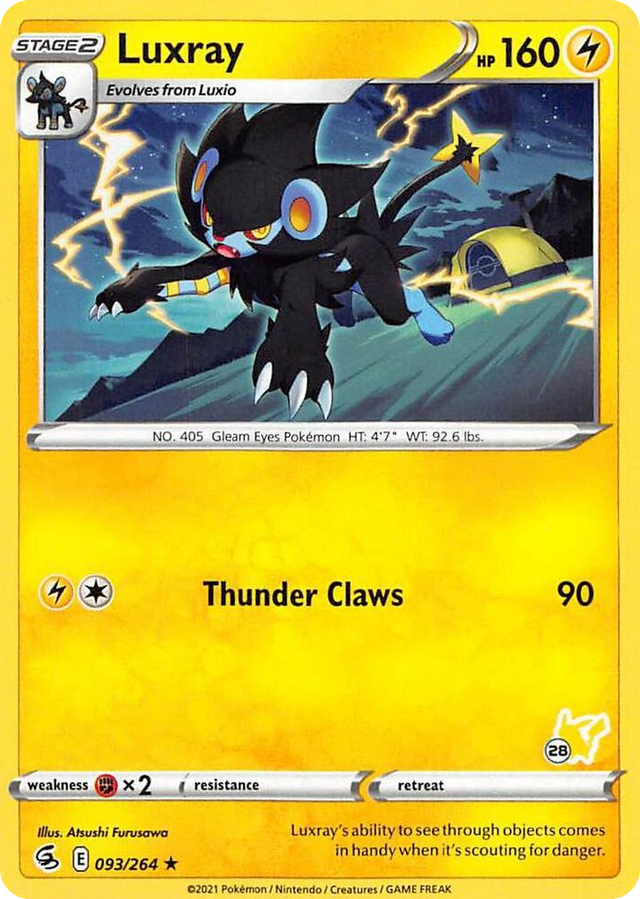 0093 Luxray - 093/264 (#28 Pikachu Stamped) Promo Battle Academy 2022