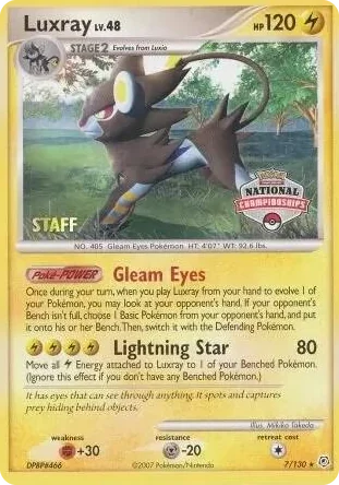 0007 Luxray - 7/130 (National Championships) [Staff] Promo League & Championship Cards