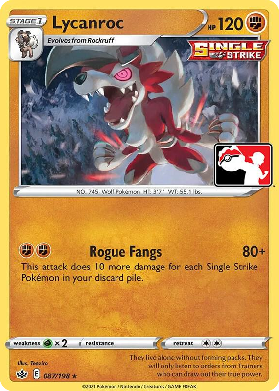 0087 Lycanroc Rare Prize Pack Series Cards