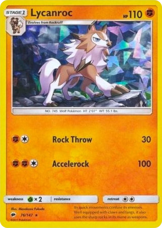 0076 Lycanroc - 76/147 (Cracked Ice Holo) Holo Rare Deck Exclusives
