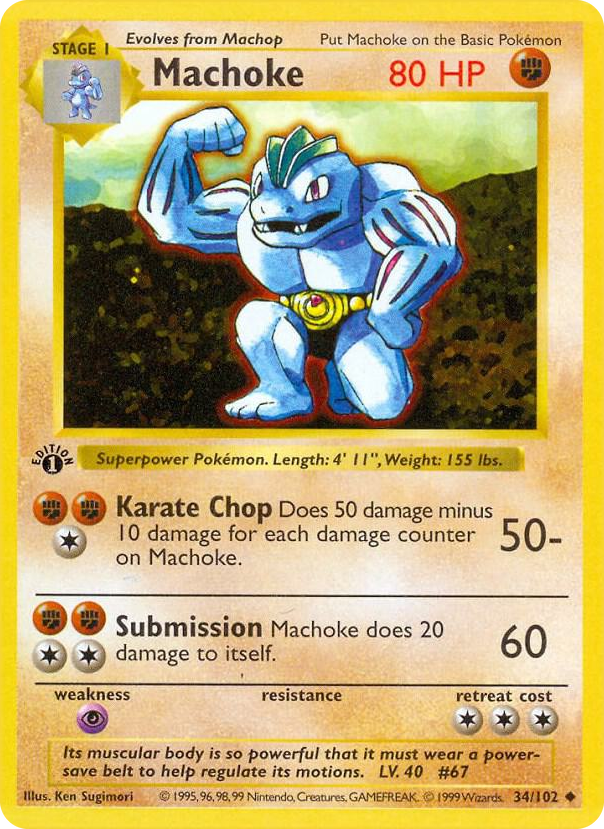 0034 Machoke Uncommon Base Set (Shadowless)