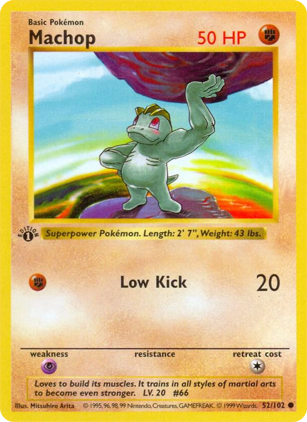 Machop #52 Common - Base Set (Shadowless) Pokemon card