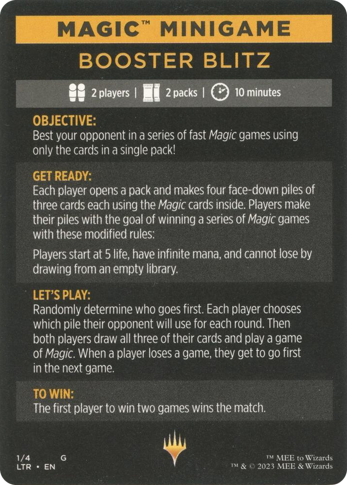 Magic Minigame: Booster Blitz #1 S - Universes Beyond: The Lord of the Rings: Tales of Middle-earth Pokemon card