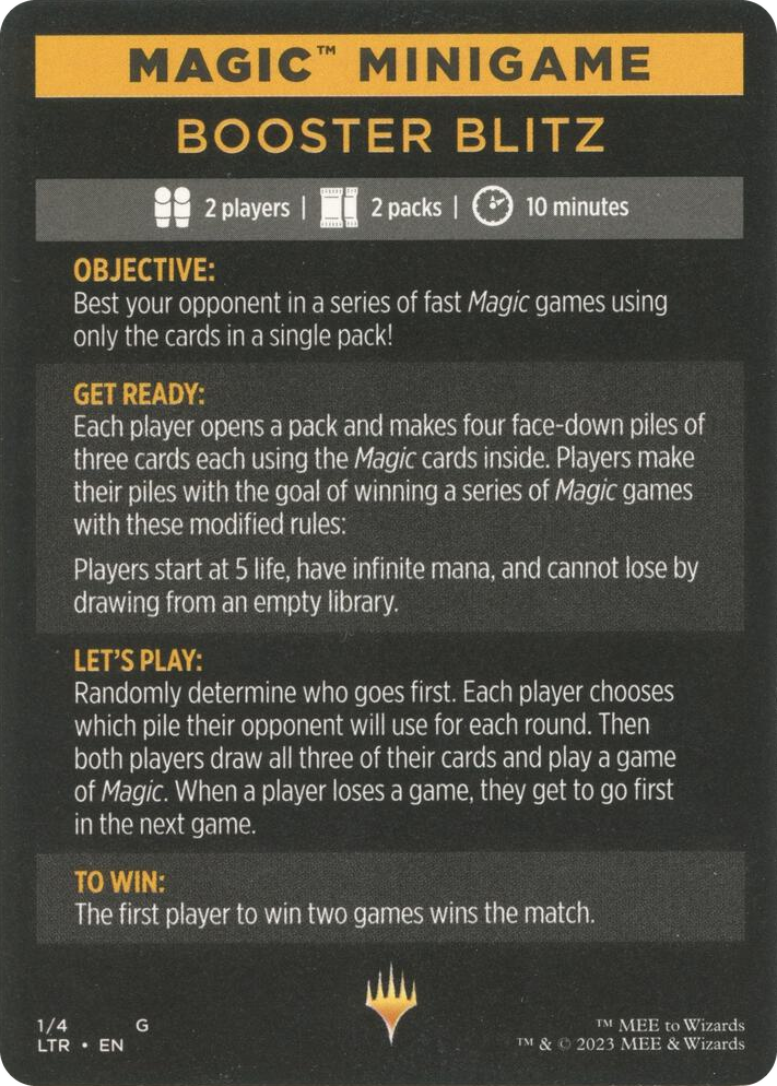 0001 Magic Minigame: Booster Blitz S Universes Beyond: The Lord of the Rings: Tales of Middle-earth