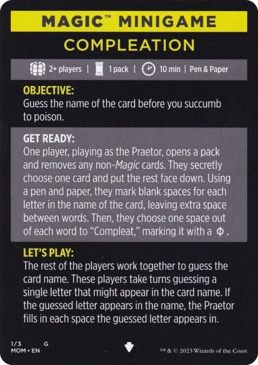 Magic Minigame: Compleation #1 S - March of the Machine Pokemon card