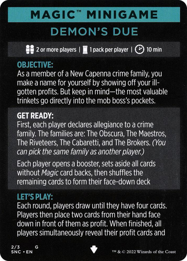 0002 Magic Minigame: Demon's Due S Streets of New Capenna