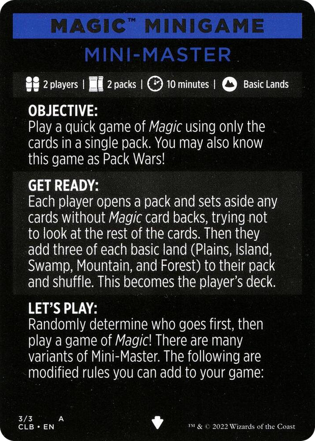 0003 Magic Minigame: Mini-Master S Commander Legends: Battle for Baldur's Gate