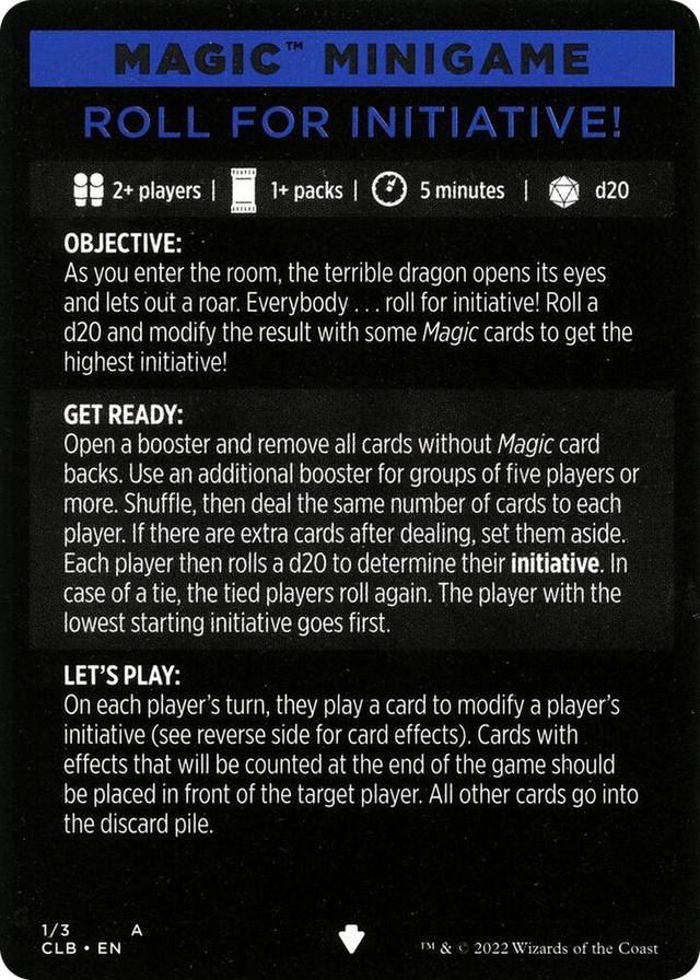 0001 Magic Minigame: Roll for Initiative! S Commander Legends: Battle for Baldur's Gate
