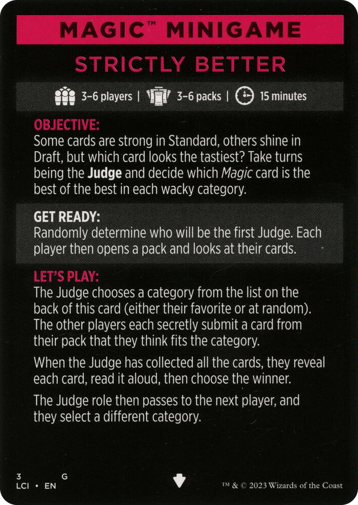 Magic Minigame: Strictly Better #3 S - The Lost Caverns of Ixalan Pokemon card