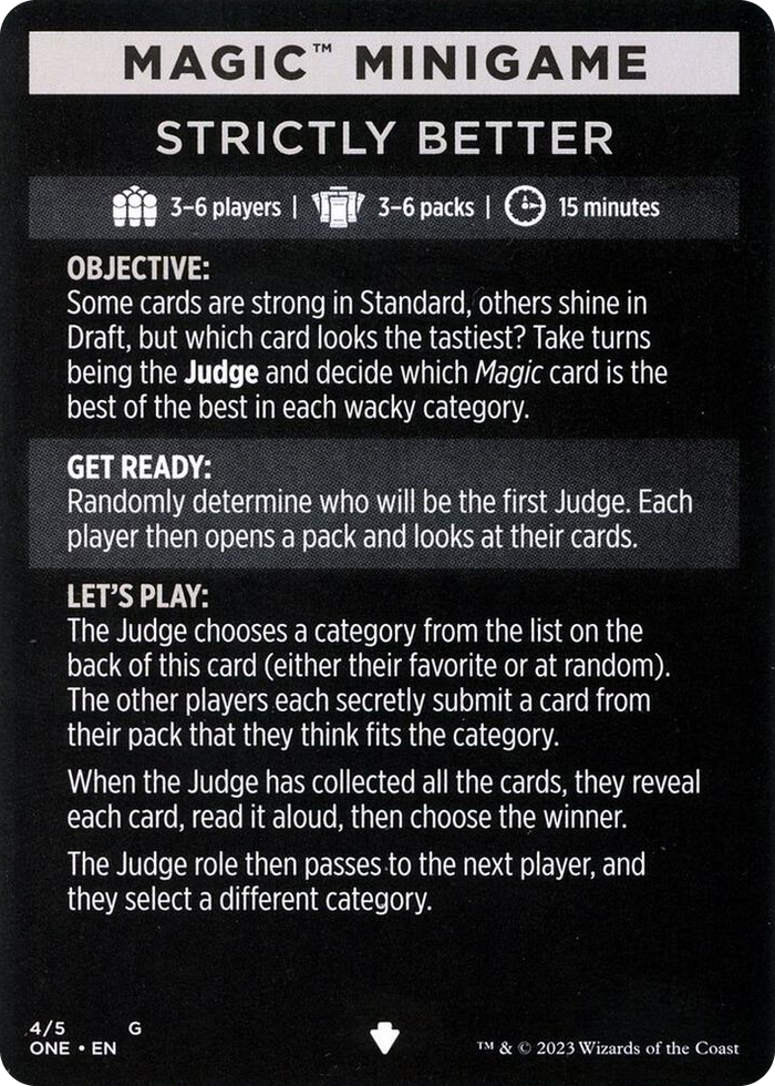 Magic Minigame: Strictly Better #4 S - Phyrexia: All Will Be One Pokemon card