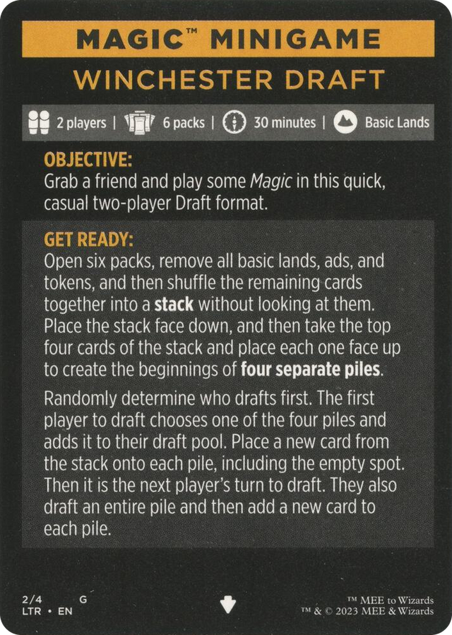 0002 Magic Minigame: Winchester Draft S Universes Beyond: The Lord of the Rings: Tales of Middle-earth