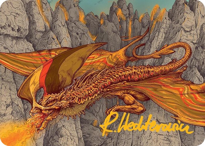 Magmatic Hellkite Art Card (34/54) (Gold-Stamped Signature) #34 S - Art Series: Tarkir: Dragonstorm Pokemon card