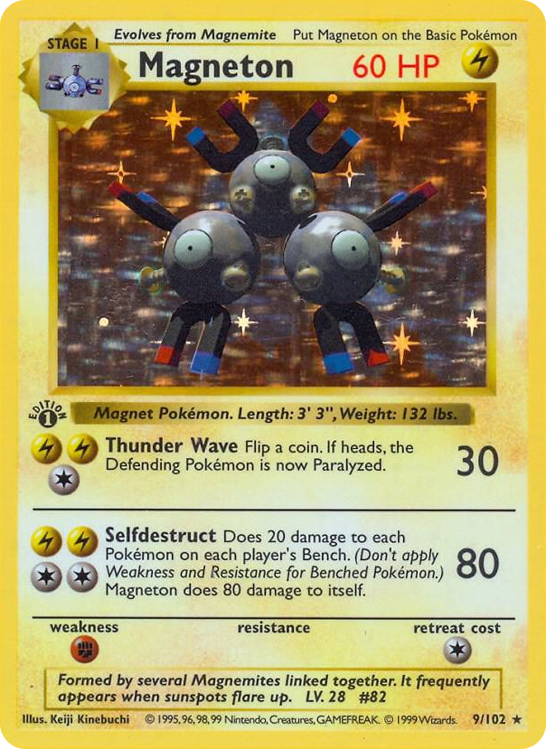 Magneton #9 Holo Rare - Base Set (Shadowless) Pokemon card