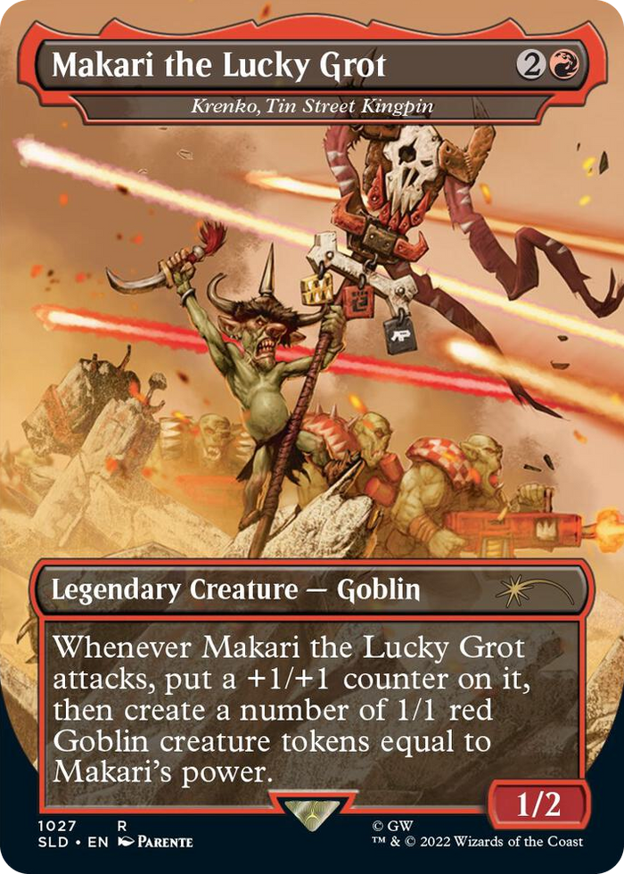 Makari the Lucky Grot - Krenko, Tin Street Kingpin (Borderless) #1027 R - Secret Lair Drop Series Pokemon card