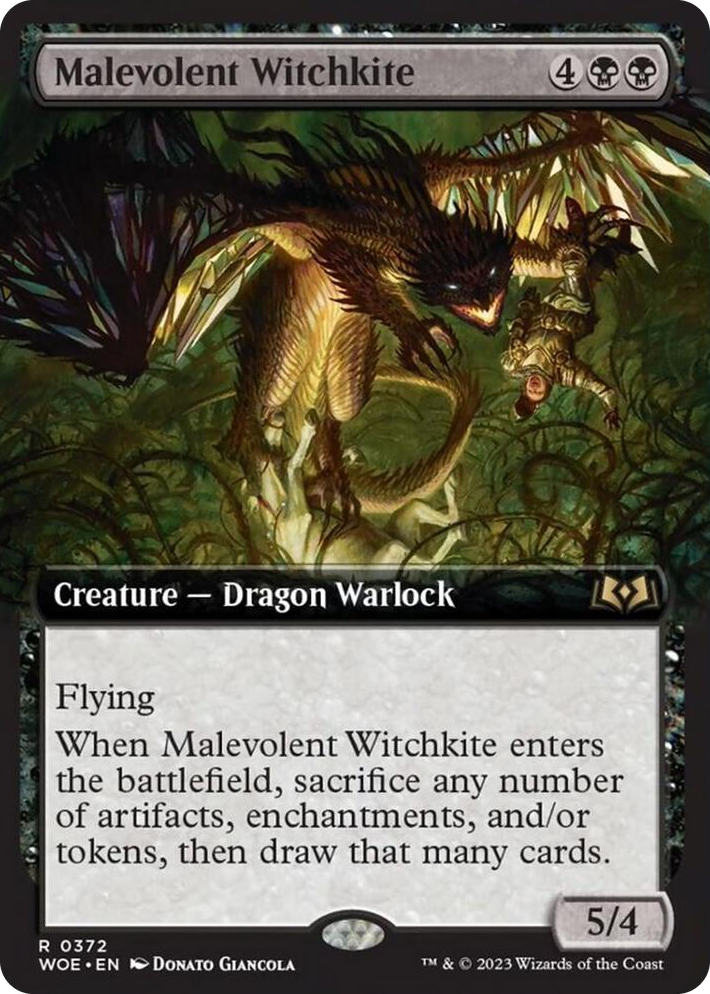 0372 Malevolent Witchkite (Extended Art) R Wilds of Eldraine