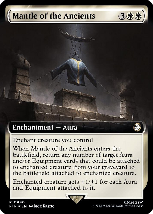 0980 Mantle of the Ancients (Extended Art) (Surge Foil) R Universes Beyond: Fallout