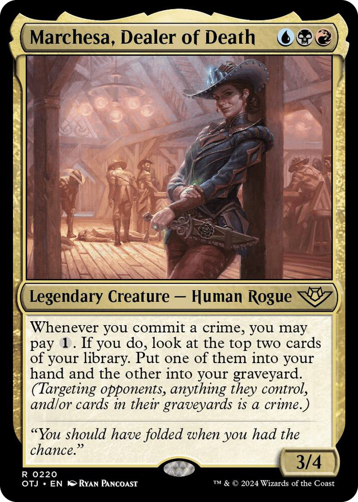 Marchesa, Dealer of Death #220 R - Outlaws of Thunder Junction Pokemon card