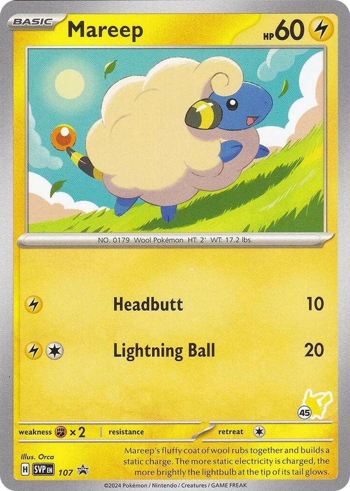 0107 Mareep - Pikachu 45 Promo Battle Academy 2024