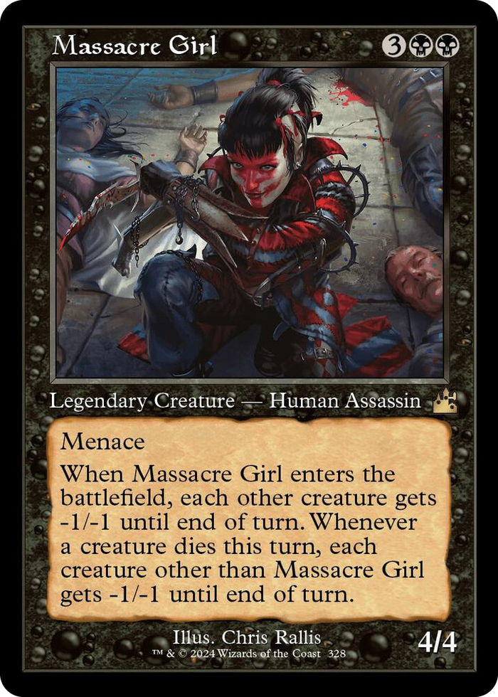 Massacre Girl (Retro Frame) #328 R - Ravnica Remastered Pokemon card