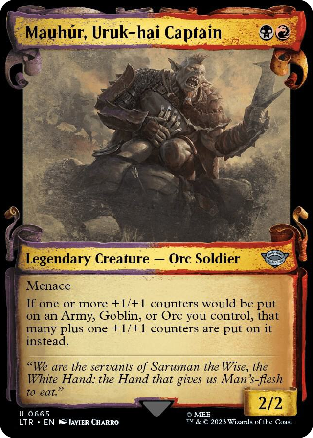 Mauhur, Uruk-hai Captain (Showcase Scrolls) #665 U - Universes Beyond: The Lord of the Rings: Tales of Middle-earth Pokemon card