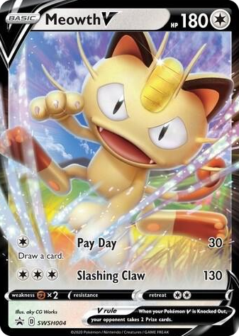 0004 Meowth V - SWSH004 Promo Sword & Shield Promo Cards