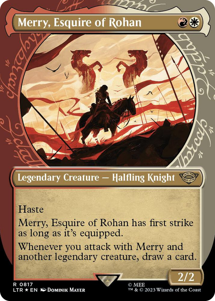 Merry, Esquire of Rohan (Showcase) (Surge Foil) #817 R - Universes Beyond: The Lord of the Rings: Tales of Middle-earth Pokemon card