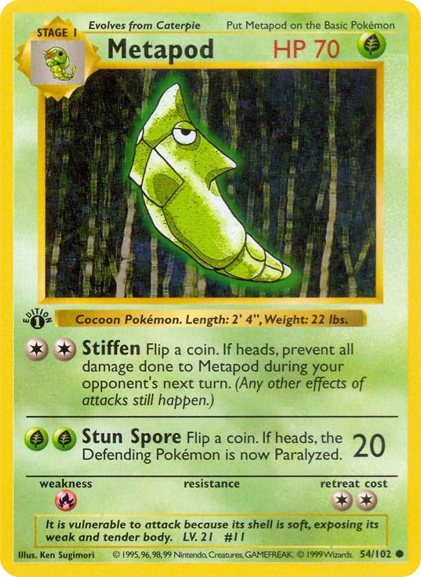 0054 Metapod Common Base Set (Shadowless)