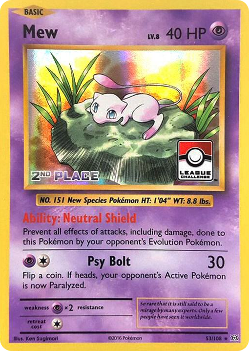 0053 Mew - 53/108 (League Challenge) [2nd Place] Promo League & Championship Cards