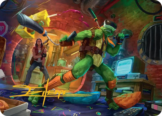 0013 Michelangelo, Game Master Art Card (Gold-Stamped Signature) S Art Series: Teenage Mutant Ninja Turtles