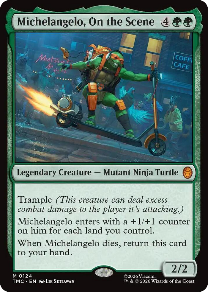 Michelangelo, On the Scene #124 M - Commander: Teenage Mutant Ninja Turtles Pokemon card