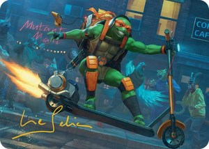 0049 Michelangelo, On the Scene Art Card (Gold-Stamped Signature) S Art Series: Teenage Mutant Ninja Turtles