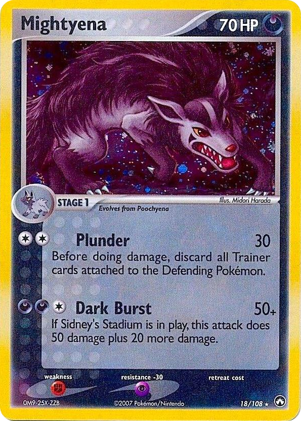 0018 Mightyena - 18/108 (Cosmos Holo) Holo Rare Deck Exclusives