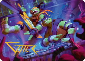 0015 Mikey & Don, Party Planners Art Card (Gold-Stamped Signature) S Art Series: Teenage Mutant Ninja Turtles