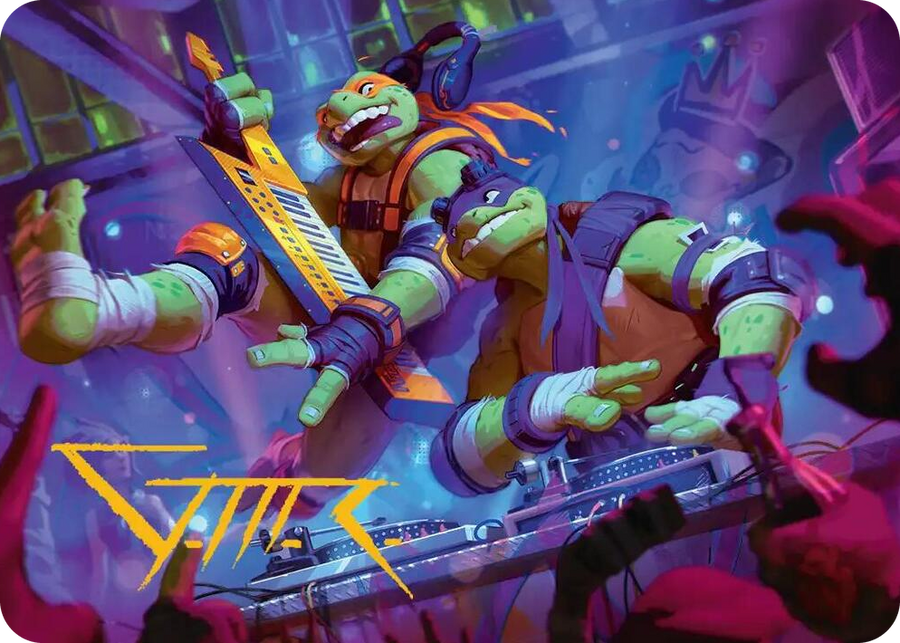 0015 Mikey & Don, Party Planners Art Card (Gold-Stamped Signature) S Art Series: Teenage Mutant Ninja Turtles