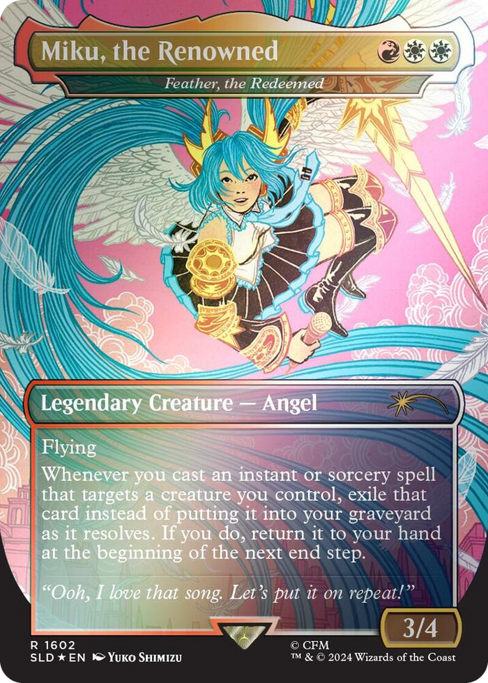 Miku, the Renowned - Feather, the Redeemed (Rainbow Foil) #1602 R - Secret Lair Drop Series Pokemon card
