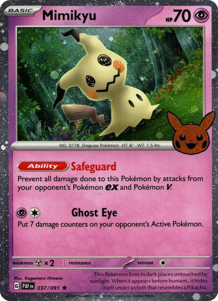 0037 Mimikyu - 037/091 (Cosmos Holo) Holo Rare Trick or Trade BOOster Bundle 2024
