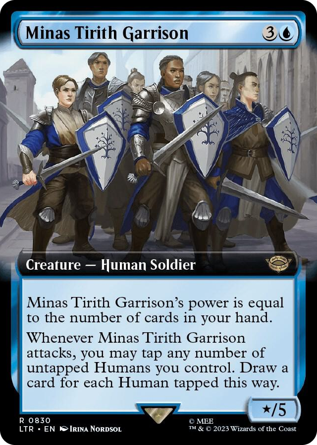 Minas Tirith Garrison (Extended Art) #830 R - Universes Beyond: The Lord of the Rings: Tales of Middle-earth Pokemon card