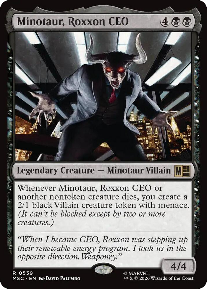 Minotaur, Roxxon CEO #539 R - Commander: Marvel Super Heroes Pokemon card