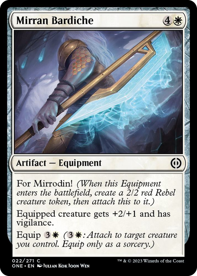 0022 Mirran Bardiche C Phyrexia: All Will Be One