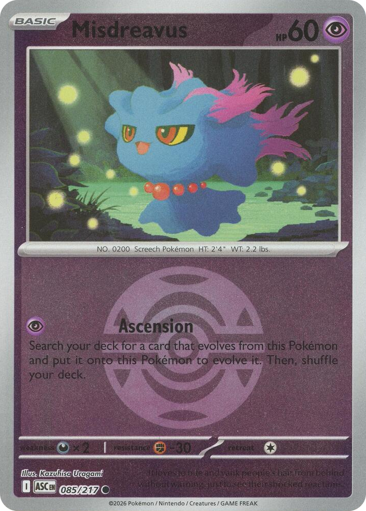 0085 Misdreavus - 085/217 (Dusk Ball) Common Ascended Heroes