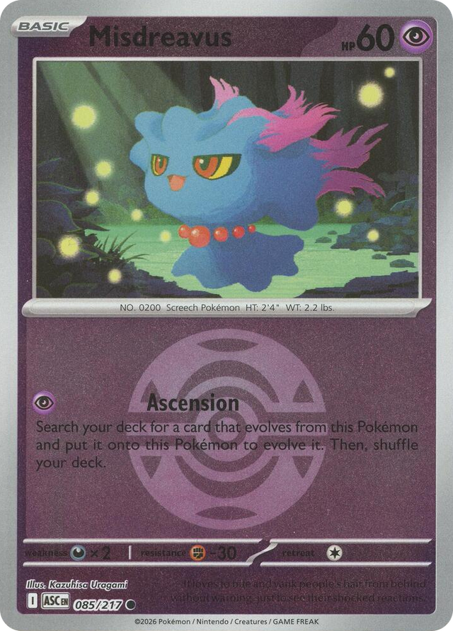 0085 Misdreavus - 085/217 (Dusk Ball) Common Ascended Heroes