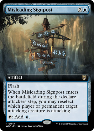 0047 Misleading Signpost (Extended Art) R Commander: Wilds of Eldraine