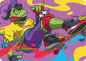 0026 Mondo Gecko Art Card (Gold-Stamped Signature) S Art Series: Teenage Mutant Ninja Turtles