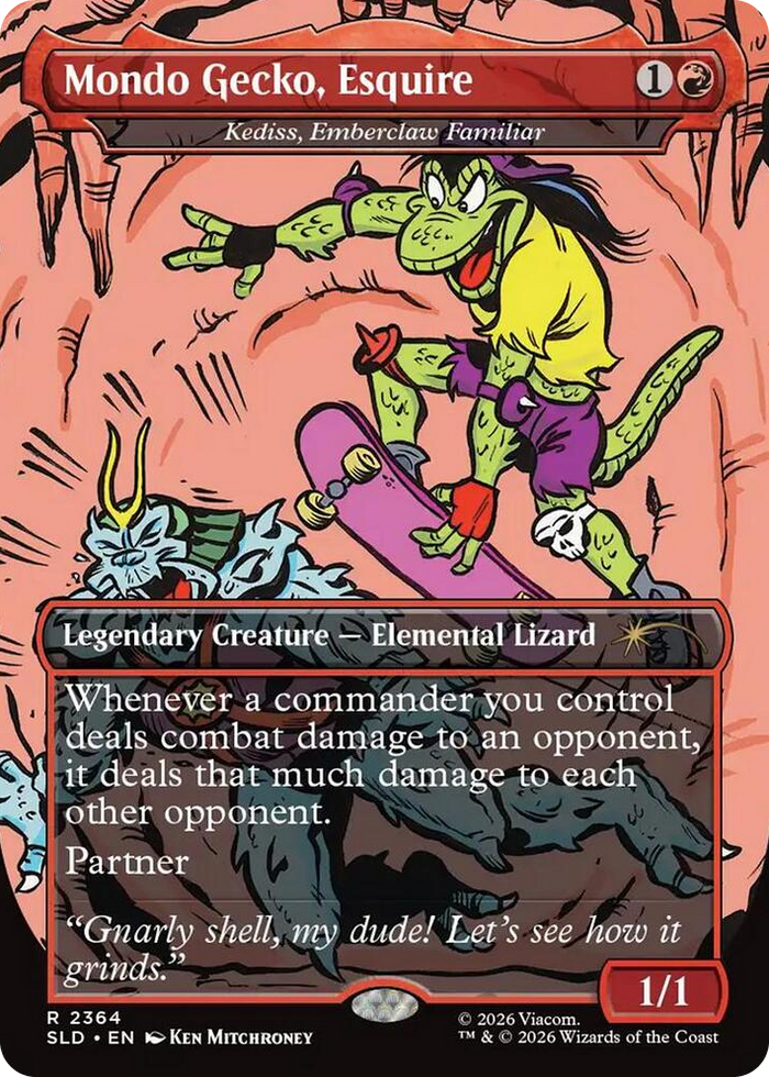 Mondo Gecko, Esquire - Kediss, Emberclaw Familiar #2364 R - Secret Lair Drop Series Pokemon card
